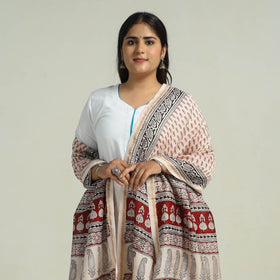 Beige - traditional maheshwari silk bagh dupatta 30