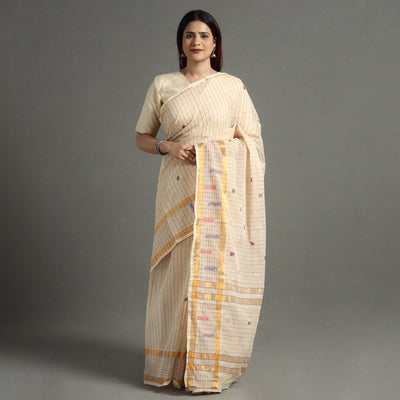 Beige - traditional venkatagiri handloom cotton stripe