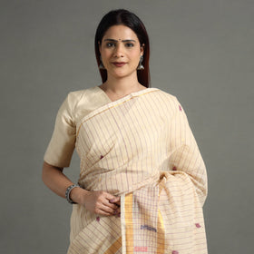 Beige - traditional venkatagiri handloom cotton stripe
