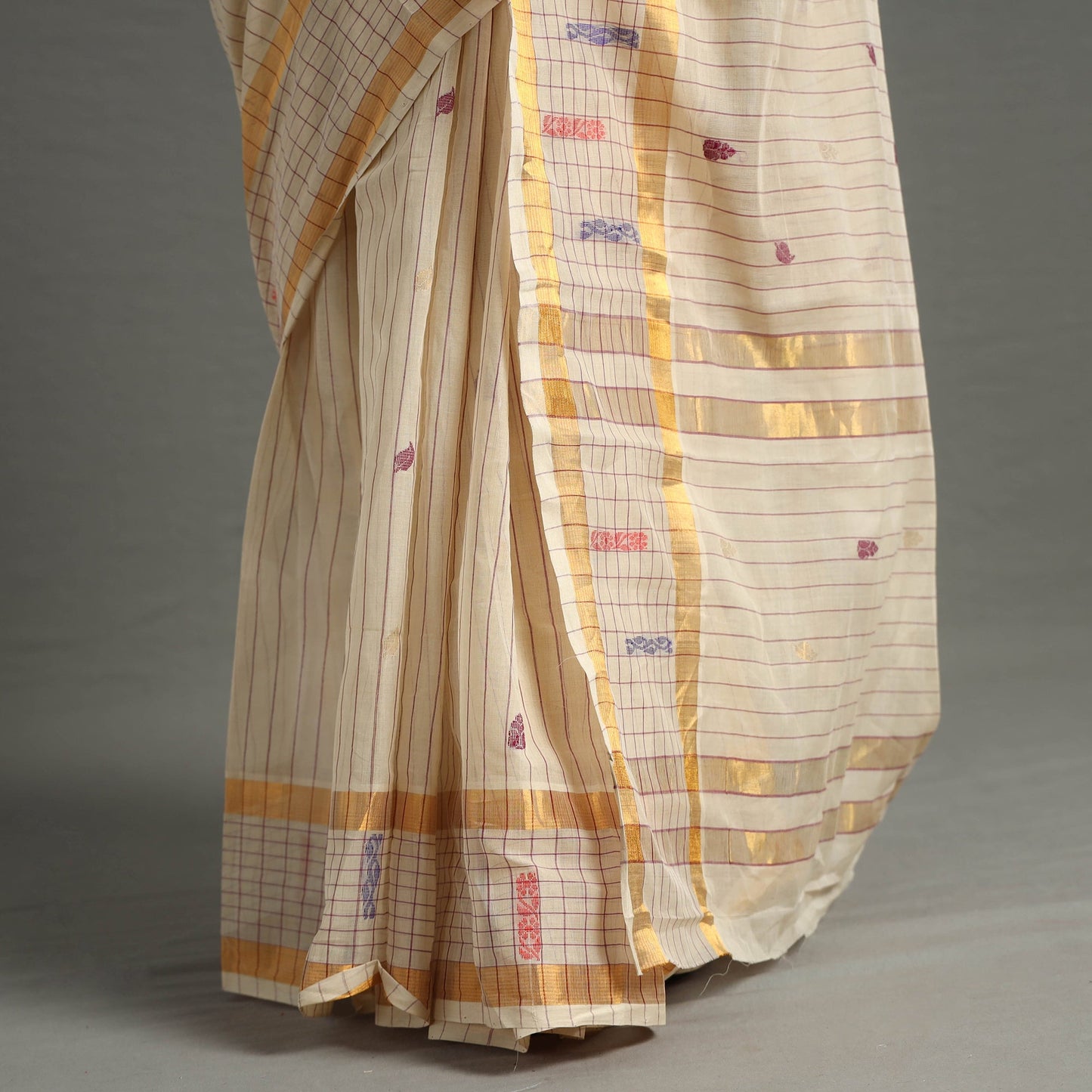 Beige - traditional venkatagiri handloom cotton stripe