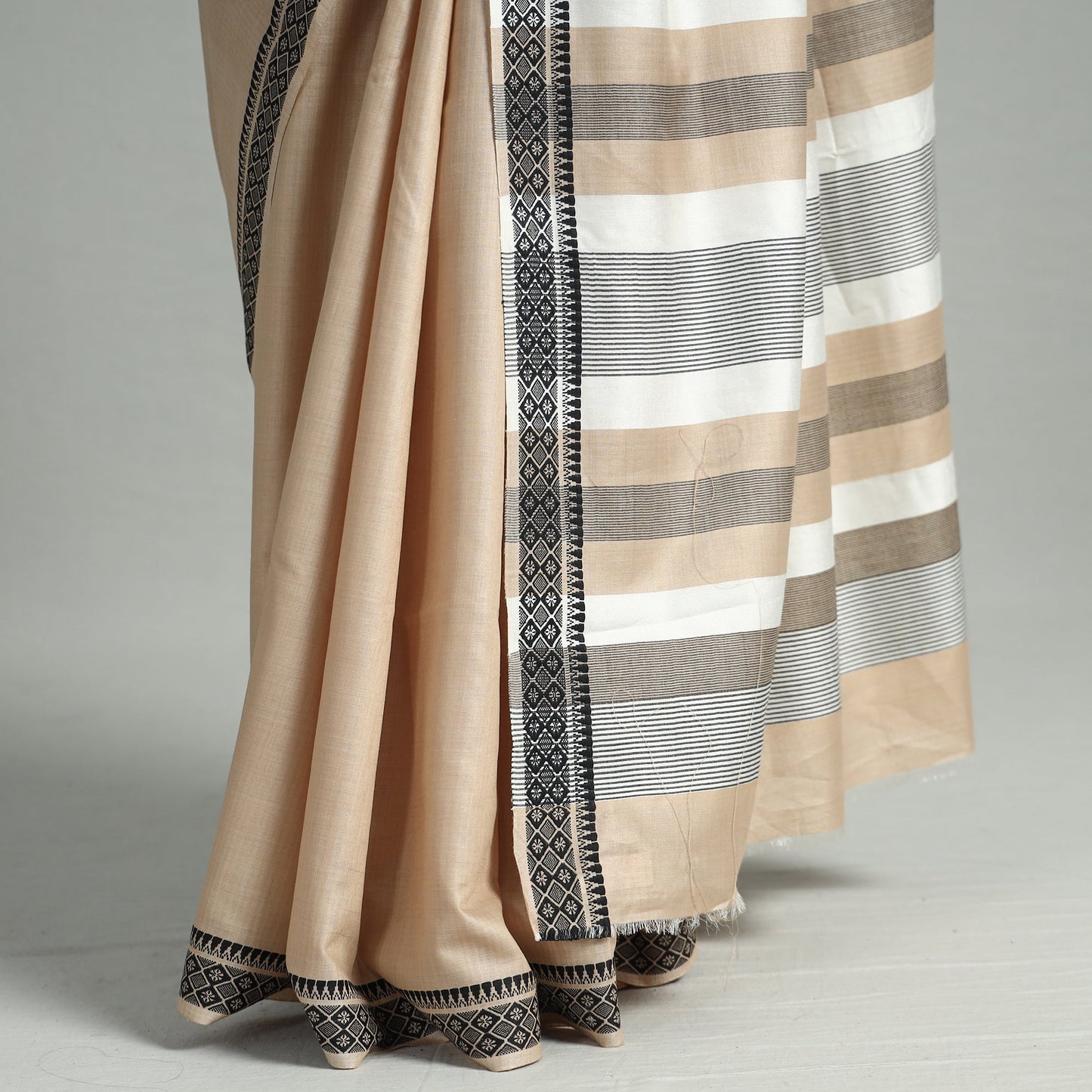 Beige - traditional vidarbha tussar silk cotton handloom