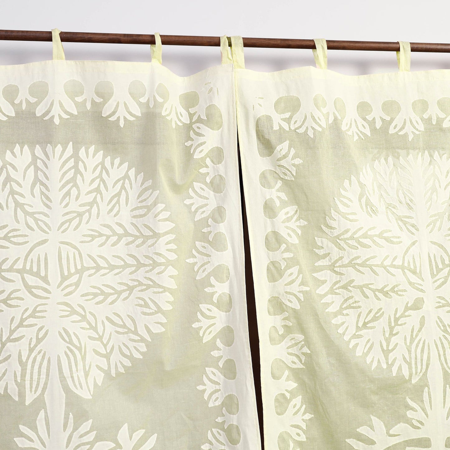 Beige - tree cutwork cotton barmer applique window curtain