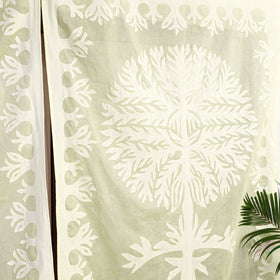 Beige - tree cutwork cotton barmer applique window curtain