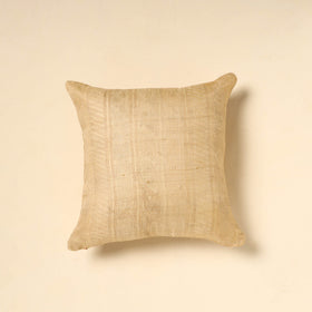 Buy Beige Tussar Silk Bengal Kantha Work Cushion Cover