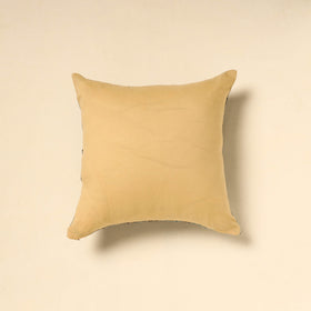 Buy Beige Tussar Silk Bengal Kantha Work Cushion Cover