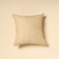 Buy Beige Tussar Silk Bengal Kantha Work Cushion Cover