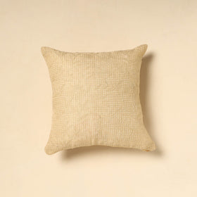 Buy Beige Tussar Silk Bengal Kantha Work Cushion Cover