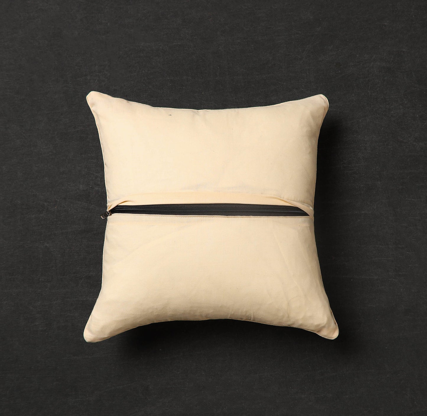 Buy Beige Tussar Silk Bengal Kantha Work Cushion Cover