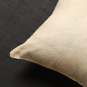 Buy Beige Tussar Silk Bengal Kantha Work Cushion Cover