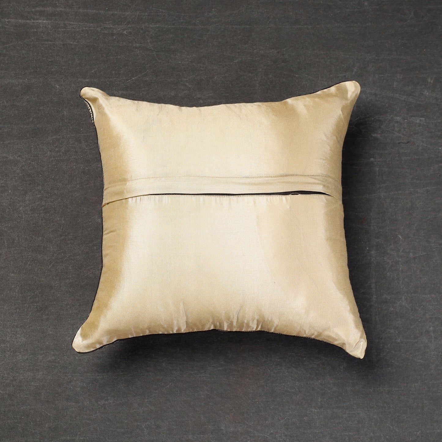 Buy Beige Tussar Silk Bengal Kantha Work Cushion Cover 