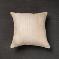 Buy Beige Tussar Silk Bengal Kantha Work Cushion Cover 