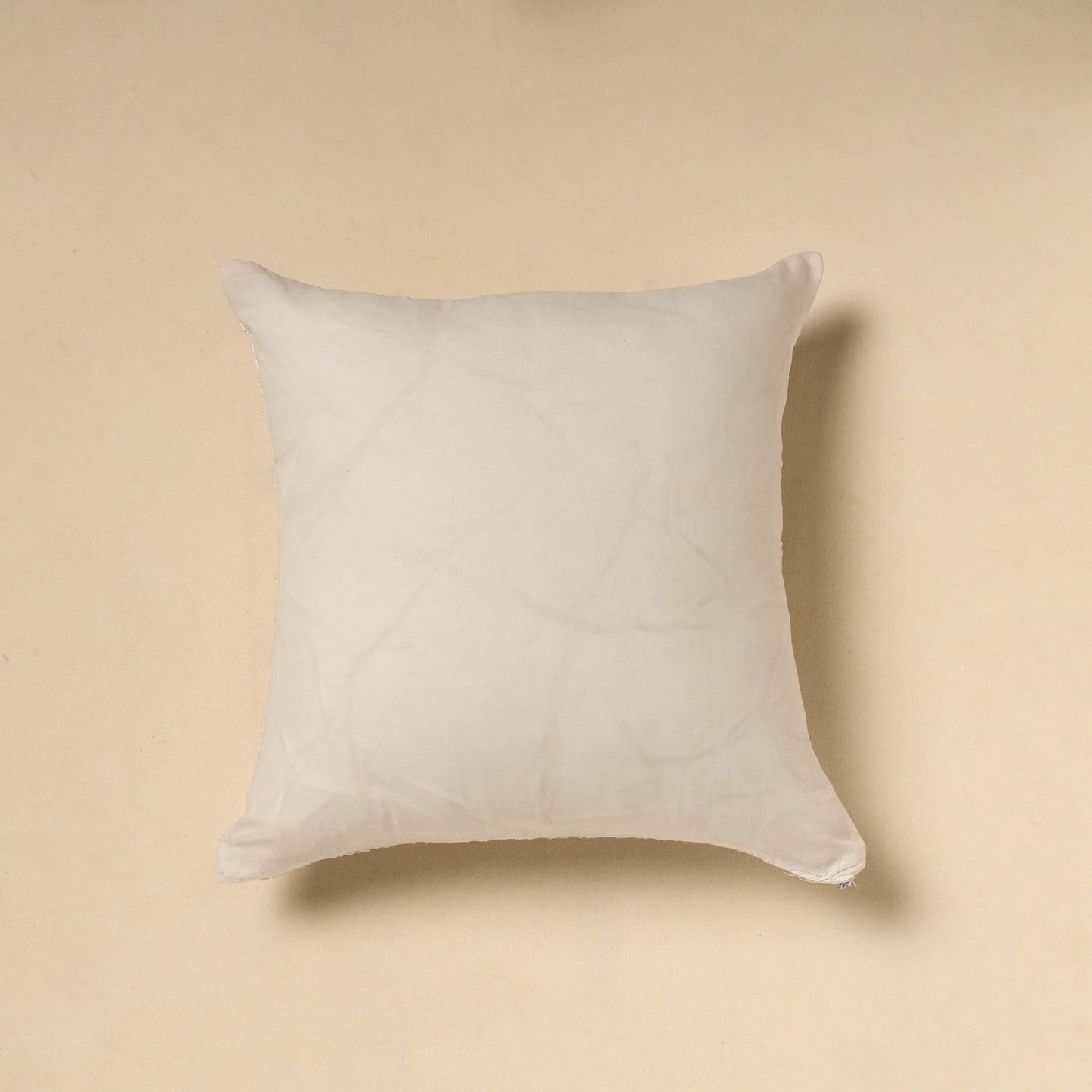  Beige Tussar Silk Bengal Kantha Work Cushion Cover