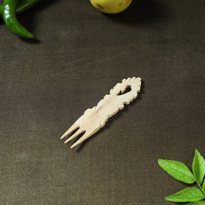  Handmade Udayagiri Beige Wooden Serving Kajur Fork 10