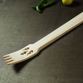  Handmade Udayagiri Beige Wooden Serving Kajur Fork 07