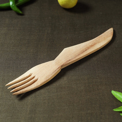  Handmade Udayagiri Beige Wooden Serving Kajur Fork 01