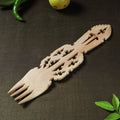 Handmade Udayagiri Beige Wooden Serving Kajur Fork 15