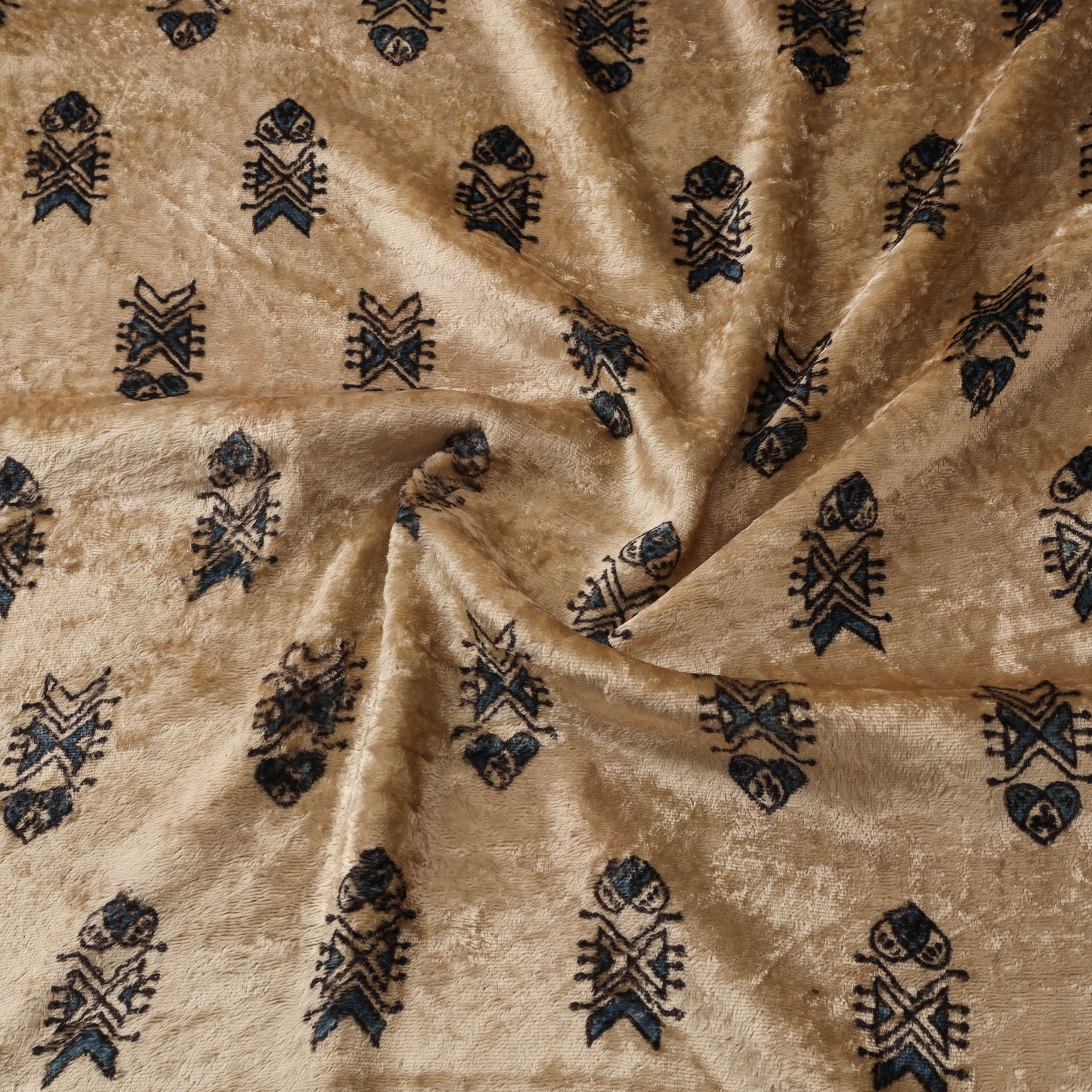 Velvet natural dyed hand fabric 22 - handcrafted