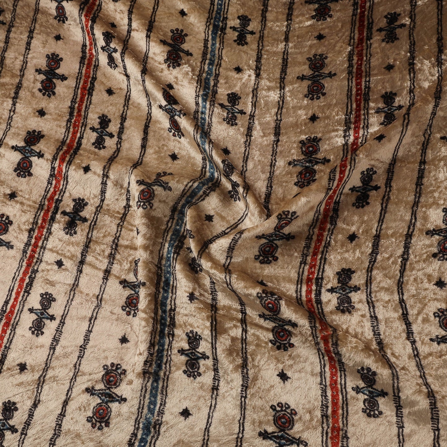 Velvet natural dyed hand fabric 30 - handcrafted