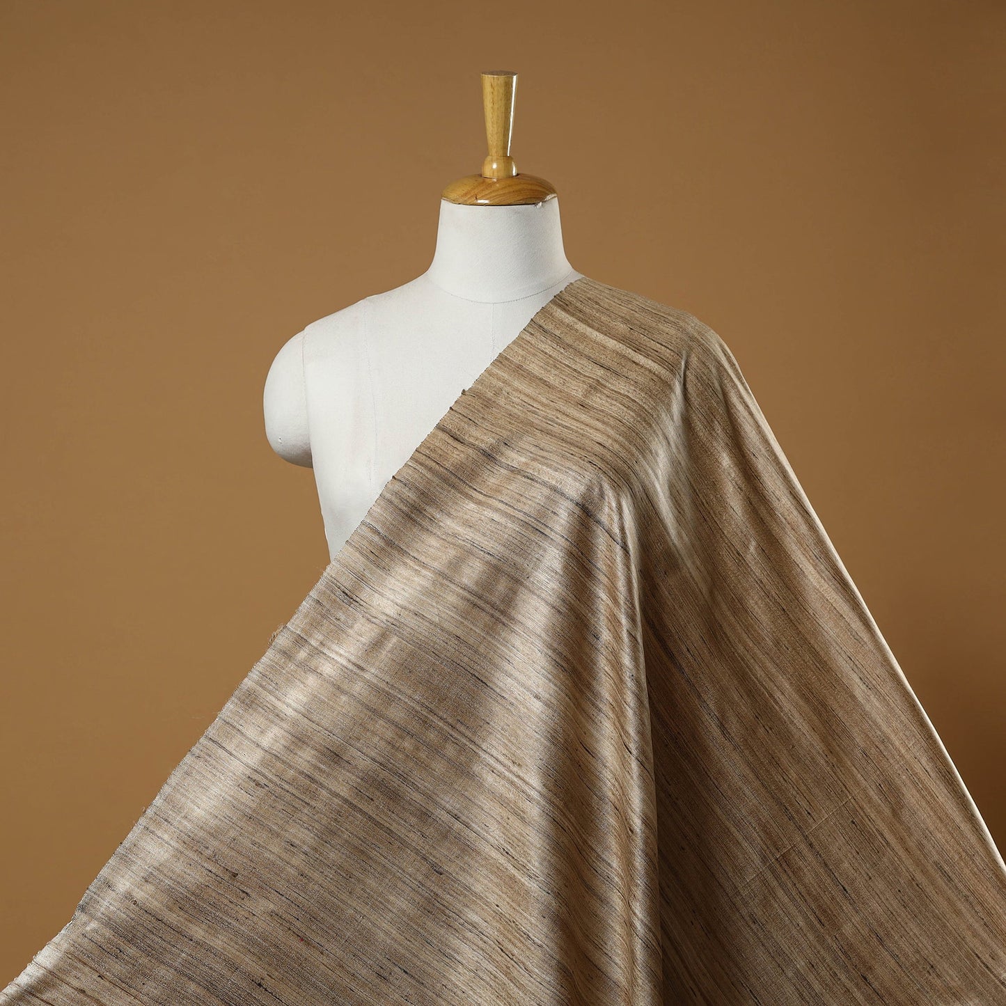 Beige - vidarbha tussar x ghicha silk handloom fabric 03