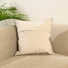Beige - wool thread crewel embroidery cushion cover (16 x