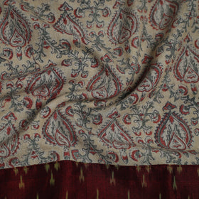 Buy Beige Block Print Woollen Kalamkari Blouse Piece Online 