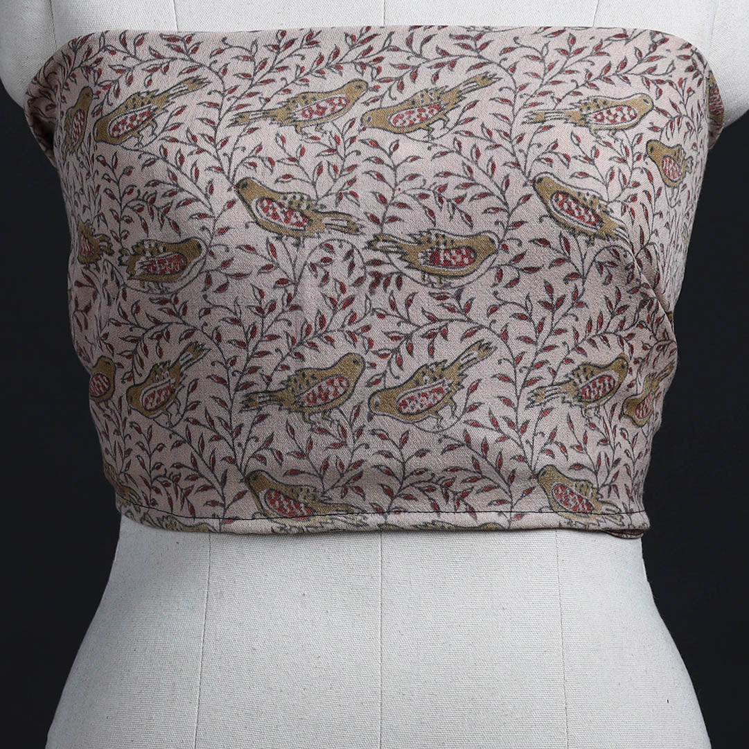 Beige - woollen kalamkari blouse piece 41 - handcrafted