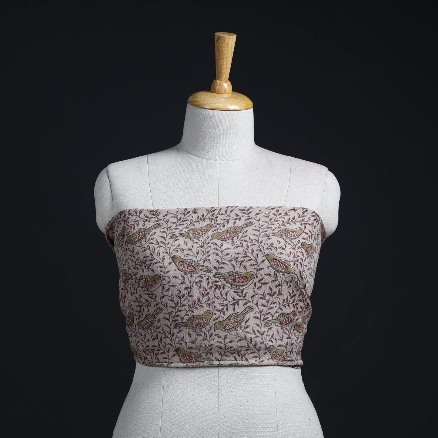 Beige - woollen kalamkari blouse piece 41 - handcrafted