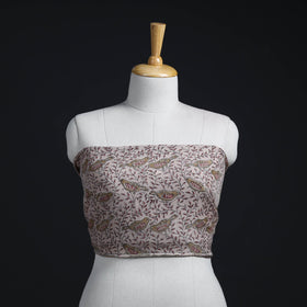 Beige - woollen kalamkari blouse piece 41 - handcrafted