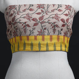 Beige - woollen kalamkari blouse piece 42 - handcrafted