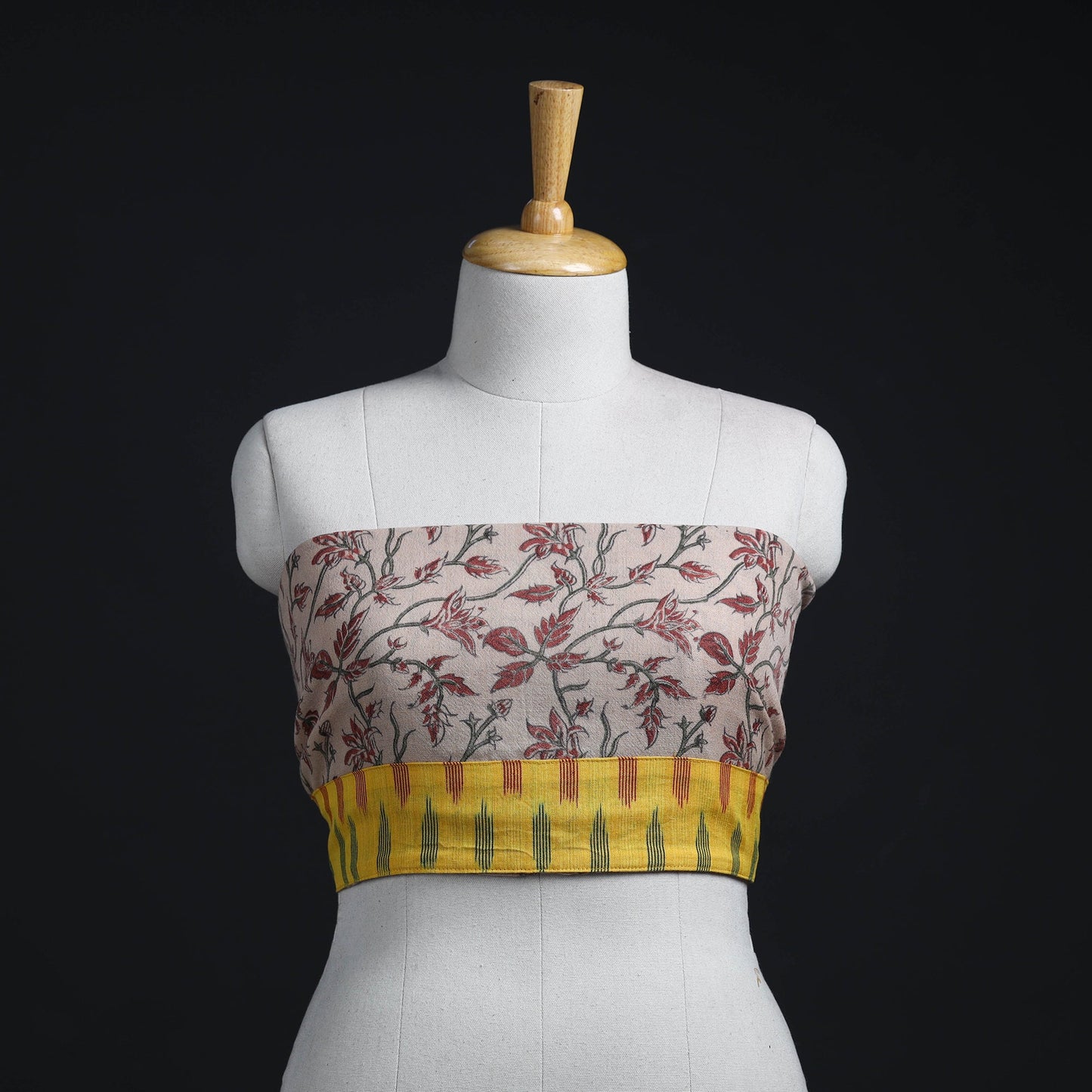 Beige - woollen kalamkari blouse piece 42 - handcrafted