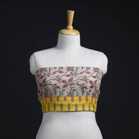 Beige - woollen kalamkari blouse piece 42 - handcrafted