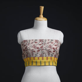 Beige - woollen kalamkari blouse piece 42 - handcrafted