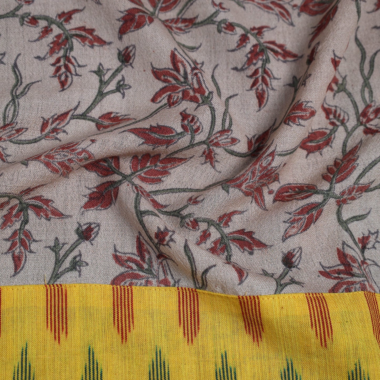 Beige - woollen kalamkari blouse piece 42 - handcrafted