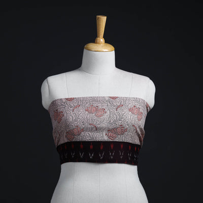 Beige - woollen kalamkari blouse piece 43 - handcrafted