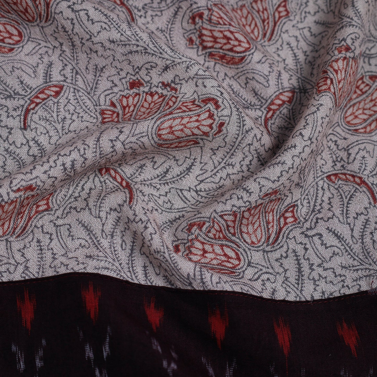 Beige - woollen kalamkari blouse piece 43 - handcrafted