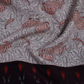 Beige - woollen kalamkari blouse piece 43 - handcrafted