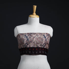 Beige - woollen kalamkari blouse piece 45 - handcrafted
