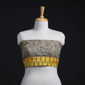 Beige - woollen kalamkari blouse piece 47 - handcrafted