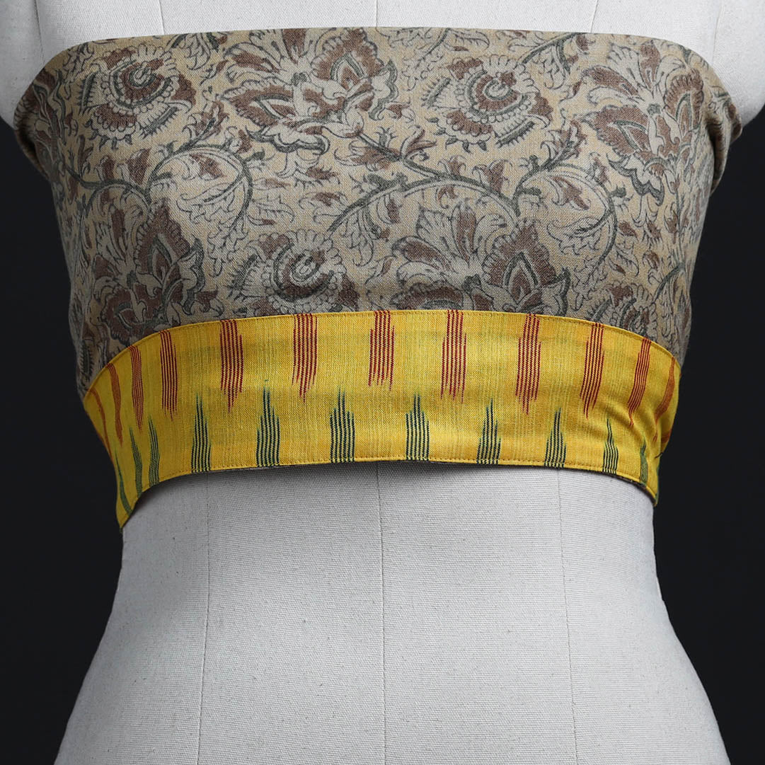 Beige - woollen kalamkari blouse piece 47 - handcrafted