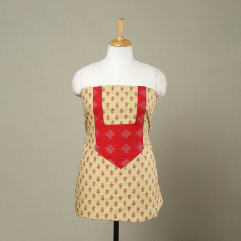 Buy Yellow Jaipur Print Patchwork Cotton Kurta Material