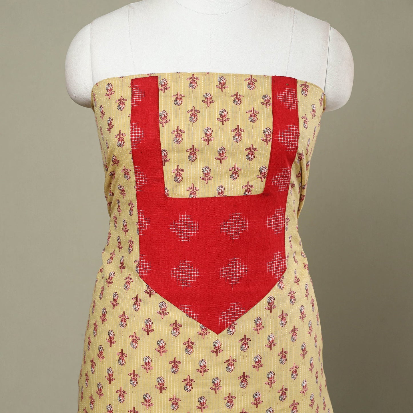 Buy Yellow Jaipur Print Patchwork Cotton Kurta Material