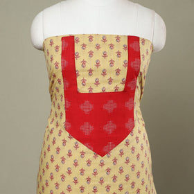 Buy Yellow Jaipur Print Patchwork Cotton Kurta Material