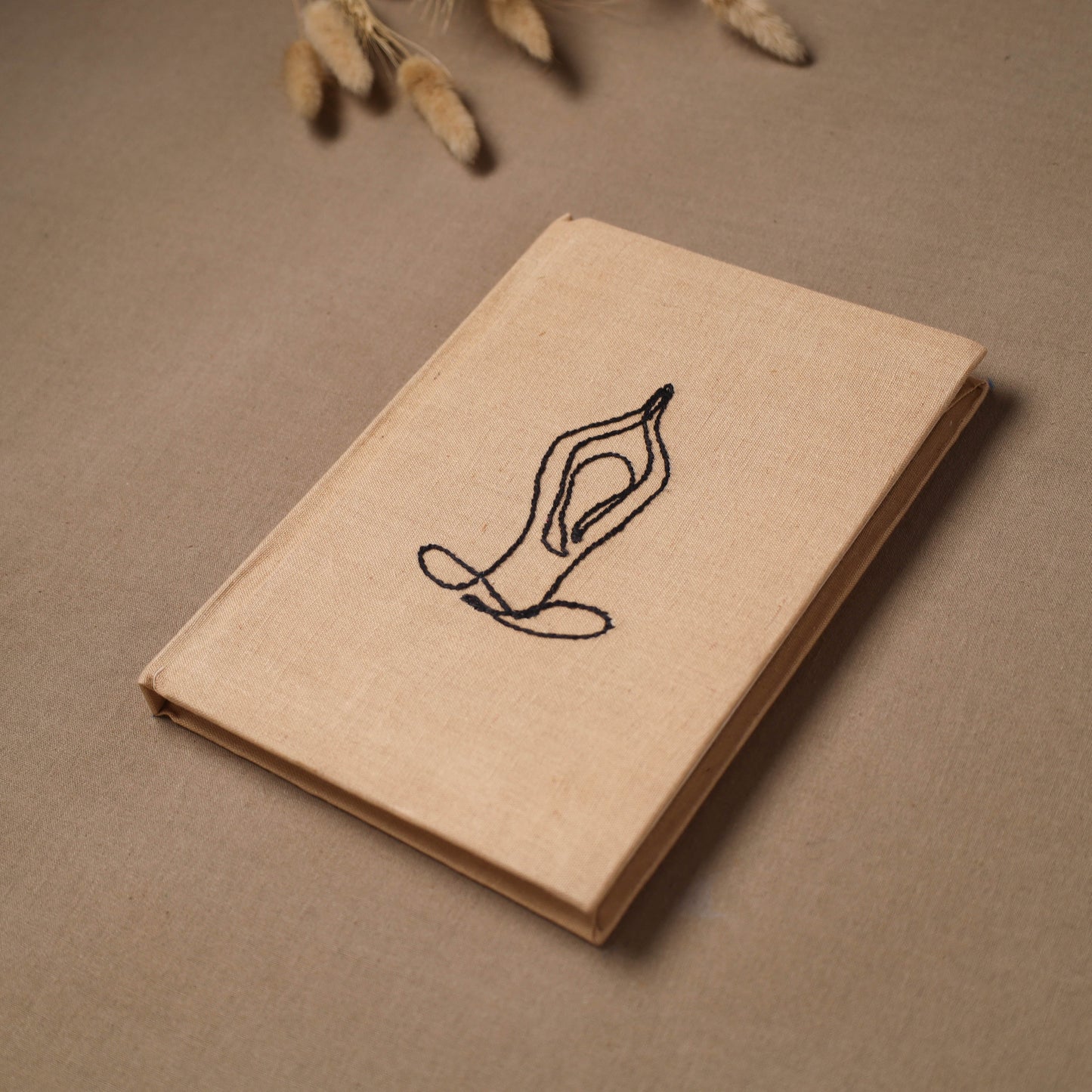 Yoga hand embroidered fabric cover handmade paper journal