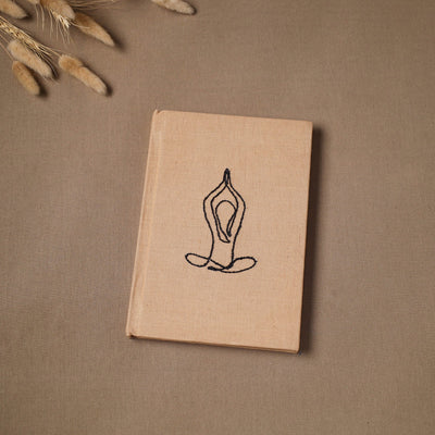 Yoga hand embroidered fabric cover handmade paper journal