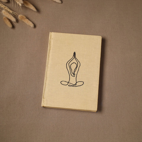 Yoga hand embroidered fabric cover handmade paper journal