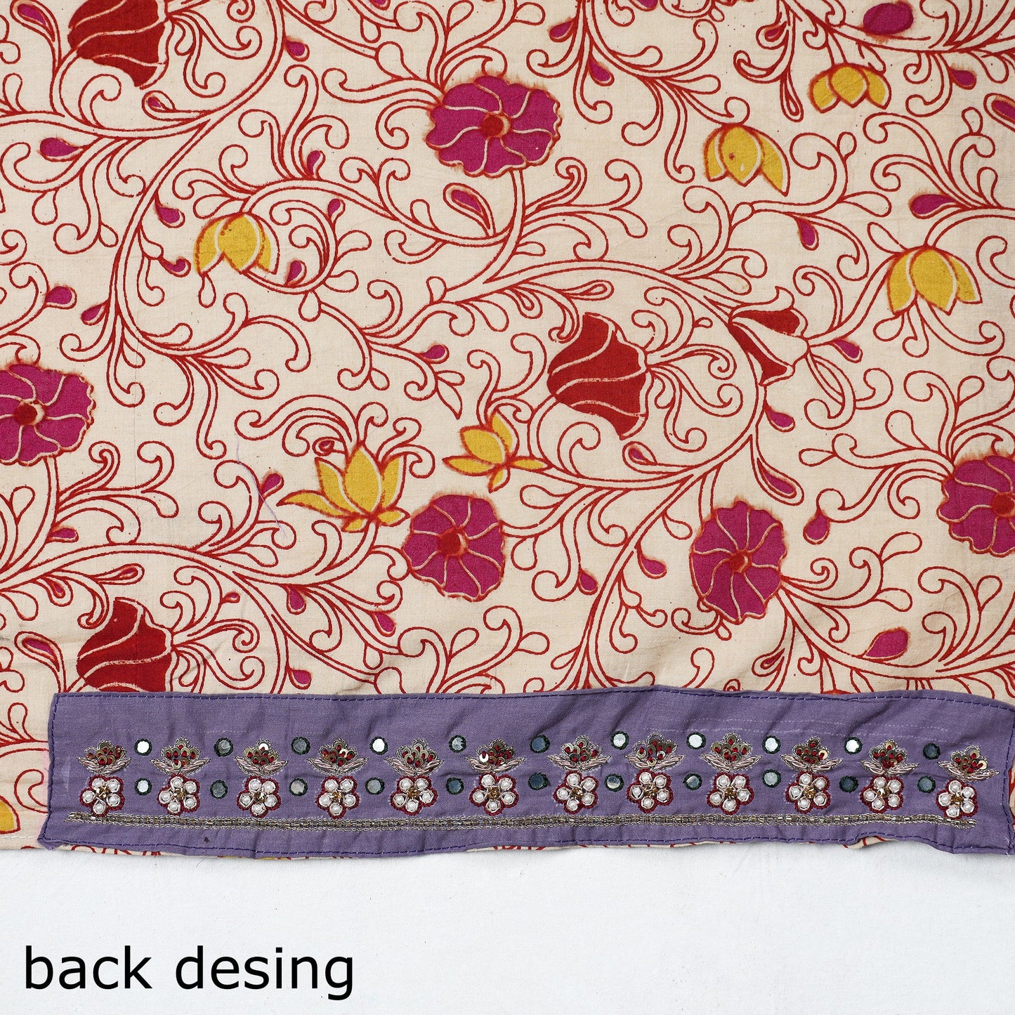 Beige - zardozi hand embroidered kalamkari cotton blouse