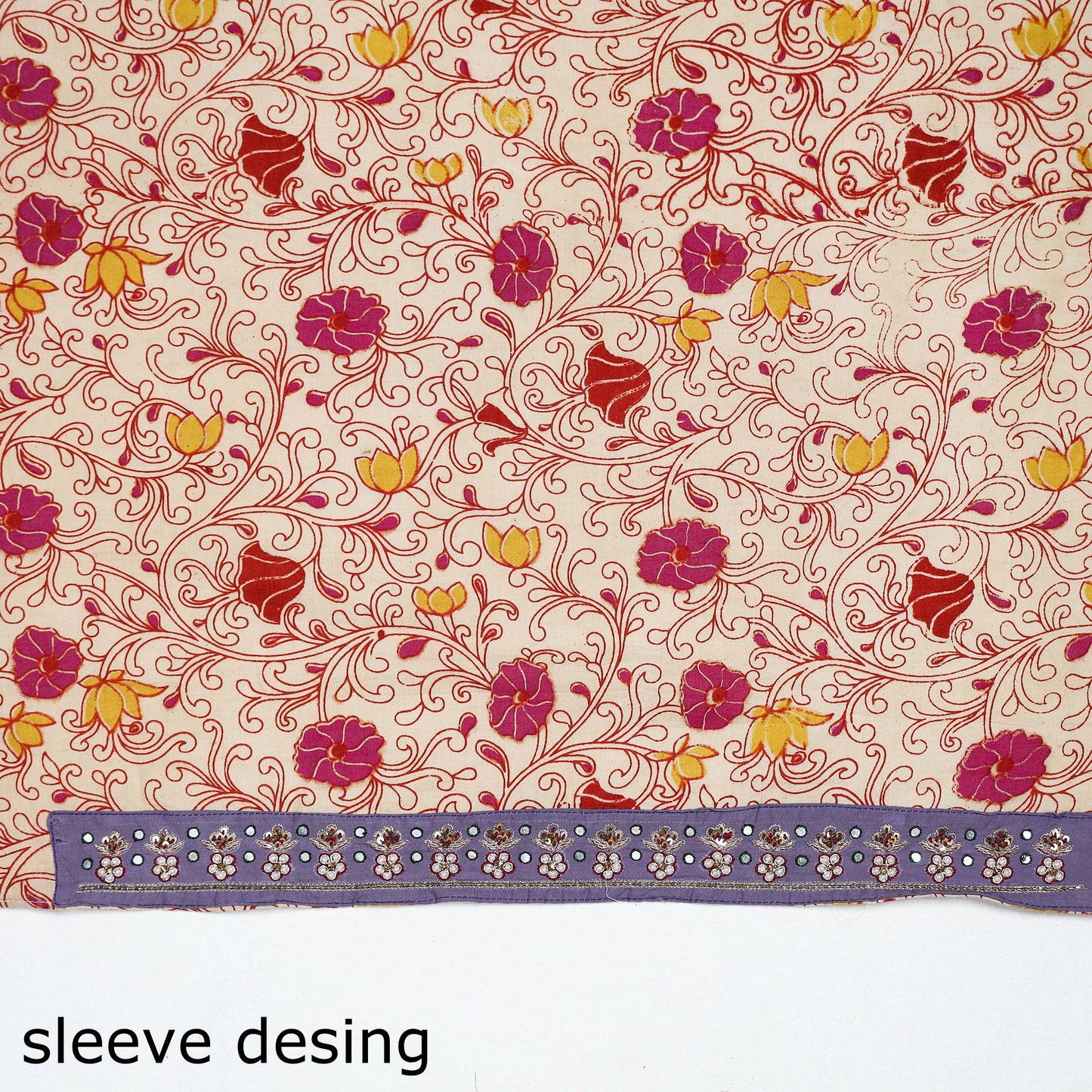 Beige - zardozi hand embroidered kalamkari cotton blouse