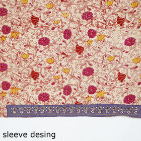 Beige - zardozi hand embroidered kalamkari cotton blouse