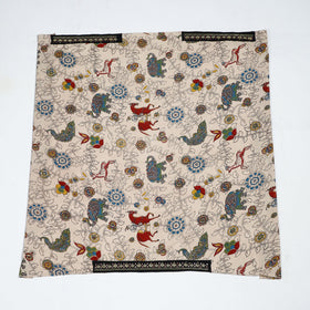 Beige - Zardozi Hand Embroidered Kalamkari Cotton Blouse Piece 06