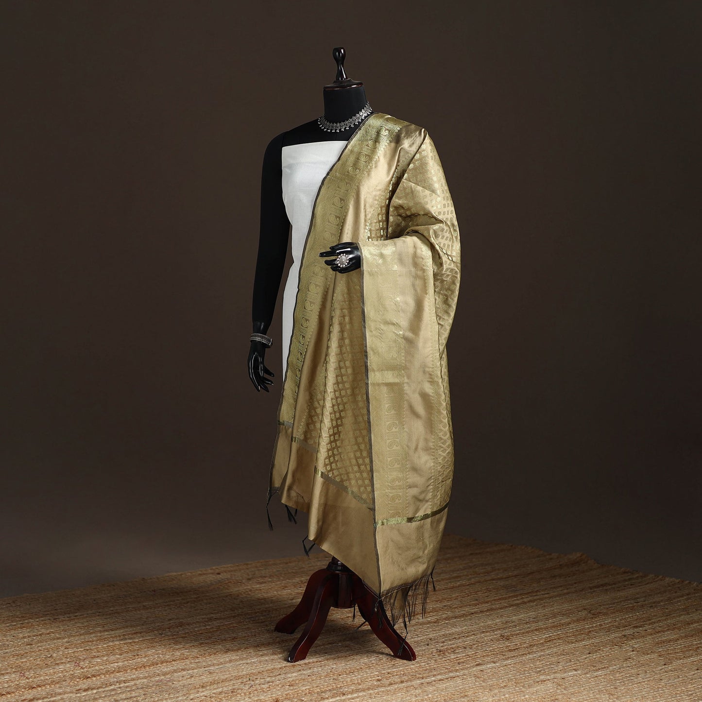 Zari work banarasi silk dupatta 25 - handcrafted